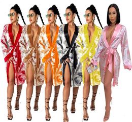 Explosion 2020 Women Fashion Clothing Listing Rouding US Dollar Printed Loose Robe Bathrobe Cardigan Housewear Women1397857