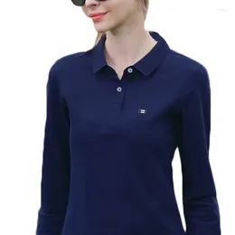 Women's Polos High Quality Autumn Lady Long Sleeve Polo Shirts Fashion Logo Casual Women Lapel T-shirt Cotton Loose Tops