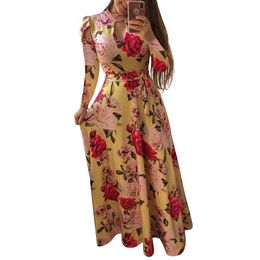Designer women's clothing Standard size fashiona digital printed large swing dress for long sleeved dress for women maxi dress long sleeves dresses for womens 17GV