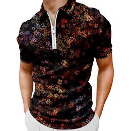 New Hawaiian style floral peripheral short sleeved POLO shirt with zipper T-shirt for mens cardigan summer