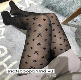 Vv2018 Letter Logo Women Tights Black Pantyhose Thin Jacquard Romper Silk Stockings Female Summer Sexy Leggings Ladies Lace Sock7834391