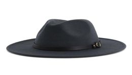 Fashion New Men Womens Fascinator Felt Hat Wide Brim Jazz Fedora Hats with Leather Band Black Panama Trilby Hat Fedora Cap9070948