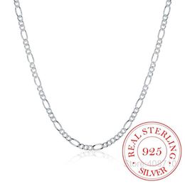 Italy Made 925 Sterling Silver Figaro Chain 2mm Slim Choker Necklace Women Jewellery kolye collier collares ketting Colar 4060cm2614945572