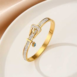 Personalized Design with Zircon Belt Buckle Bracelet Elegant and Luxurious Simple Fashionable Versatile Jewelry Trend