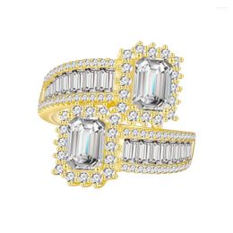 Cluster Rings STL Original By Zhenchengda 5 7 Emerald Cut High Carbon Diamond 925 Silver Ring Women's Surround Row