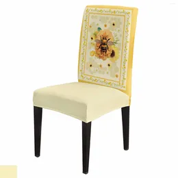 Chair Covers Flower Bee Animal Hive Yellow Dining Spandex Stretch Seat Cover For Wedding Kitchen Banquet Party Case