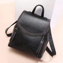 School Bags 2024 Women's Leather Backpack Retro Fashion Travel Shoulder Bag Everything Girls Schoolbag