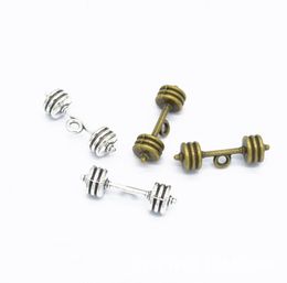 200pcs 25x8mm Dumbbell Barbell Weight Gym Charm pendant For Jewelry Making Antique Silver Antique Bronze Color2133052