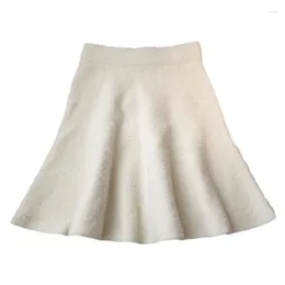 Skirts Womens High Waist Thicken Furry A-Line Mini Skirt Winter Pleated Flared