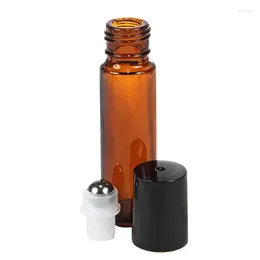 Storage Bottles Drop Ship&Wholesale Amber 10 Ml Glass Roll-on With Stainless Steel Roller Balls Oct.22