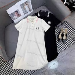 Fashion designer women's casual dress Spring/Summer New Fashion Casual Age Reducing Academy Style Loose and Versatile Collar Contrast PoLo Dress