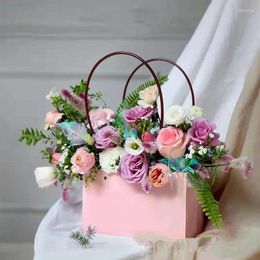 Gift Wrap Flowers Arrangement Paper Bag Portable Flower Packaging Box Wedding Party Waterproof Storage Basket Tote Bags