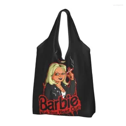 Storage Bags Halloween Eat Your Heart Out Groceries Tote Shopping Bag Funny Child's Play Horror Shoulder Shopper Big Capacity Handbag