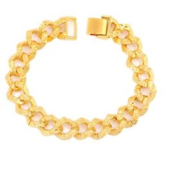 10mm Wide Carved Curb Bracelet Yellow Gold Filled Statement Chain For Women Men Gift Link49635738019669