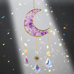 Decorative Figurines Crystal Wind Chimes Five-Star Moon Sun Catcher Diamond Prisms Pendant Rainbow Chaser Hanging Drop Home Garden Decor