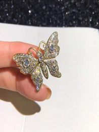 Fashion women accessories Jewellery butterfly gold plated rhinestone rings Chic Dainty Bling Finger Rings saudi arabia cocktail ring1484673