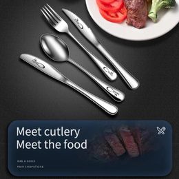 Dinnerware Sets Stainless Steel Cutlery Set Simple Creative Luxury Gift El Family Steak Knife Dessert Spoon Fork