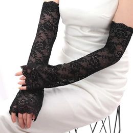 Sleevelet Arm Sleeves 1 pair of sexy lace hollow fingerless gloves sun protection cover mesh thin bicycle summer arm Q240430