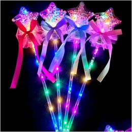 Led Light Sticks 1Pc Kids Colorf Glowing Flashing Heart Star Butterfly Girls Princess Fairy Wands Party Cosplay Props Up Toy Drop Deli Dhh4R