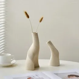 Vases Nordic Simple Handmade Ceramic Frosted Desktop Vase Hydroponics Dried Flower Arrangement Bottle Pot Home Ornament
