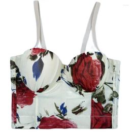 Women's Tanks Summer Printed Tank Tops For Women Mesh Push Up Bustier Bra Camisole Sexy Backless Cropped Top Female Y3984