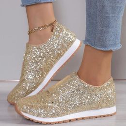 Casual Shoes 2024 Autumn Fashion Slip-on Low-heeled Women's Sneakers Gold Silver Trend Sport Ladies Outdoor Walking