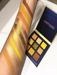 9 Colour Yellow Beauty Glazed Makeup Eyeshadow Pallete Makeup Brushes Shimmer Pigmented Eye Shadow Palette Make Up Palette7513107