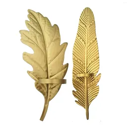 Candle Holders Leaf-shaped Holder Gold-colored Tealight For Daily Use Weddings