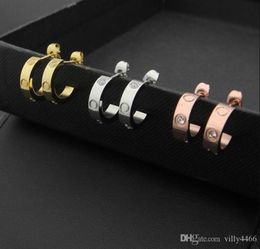 Titanium steel Fashion Love earring 18k gold diamond with Crystal for woman jewelry Rose Gold plated gift7533615