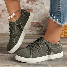 Casual Shoes Lace-up Autumn Vulcanised Sneakers Flat Heels For Women 2024 High Quality Woven Round Toe Solid Sports