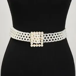 Belts A Pearl Belt Women's Woven Beaded Long Dress Wedding Party Girl Waist Chain
