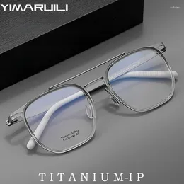 Sunglasses Frames YIMARUILI Ultra-light Fashion Double Bridge Eyewear Women Retro Luxury Pure Titanium Optical Prescription Glasses Frame