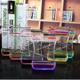 Decompression Oil Leak Two-color Crystal Drop Acrylic Decoration Crafts Time Hourglass Student Gift Home Ornament Toy Gift 240426