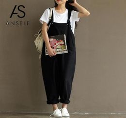 2020 Summer Autumn Rompers Womens Jumpsuits Vintage Sleeveless Backless Casual Loose Overalls Strapless Paysuits Plus Size S5XL8548372