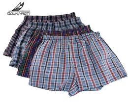 Classic Plaid Men Boxer Shorts Mens Underwear Trunks Cotton Cuecas Underwear boxers male Woven Homme Boxer Arrow Pants Plus Size2819254