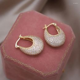 Hoop Earrings 2024 Korea Design Fashion Jewelry 14K Gold Plated Luxury U-shaped Bag Elegant Women's Evening Party Accessories