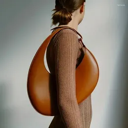 Drawstring Niche Design Oval Shoulder Bag Minimalist Hobo For Women Stylish Solid Color Handbag
