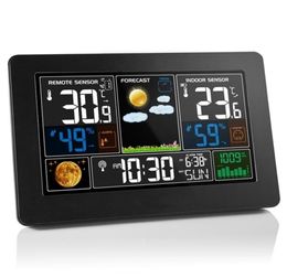 FanJu Weather Station Digital Alarm Clock Indoor Outdoor Thermometer Hygrometer Barometer USB Charger Wireless Sensor 2201229263444