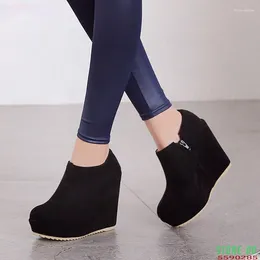 Boots 2024 Autumn Winter Stylish Women Ankle Sexy Platform Round Toe Wedges Woman Plus Size 32-43