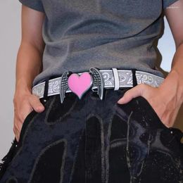 Belts 2024 Fashion Women's Belt With Peach Heart Button Head Pu Leather Versatile Jeans Ethnic Style Personalised Retro