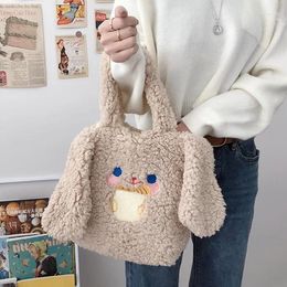 Bag Women Long Ear Plush Handbags Imitation Lamb Hair All-match Crossbody Bags For Small Fresh And Cute Open Square