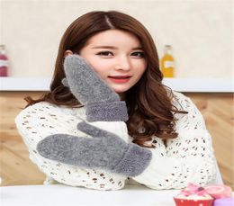 Women039s Cute Winter Warm Wool Gloves Warm Wool Fingerless Winter Gloves Mittens Woman New Design Solid Color2237436