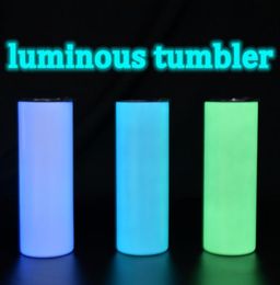 20oz Glow in the dark Sublimation luminouspaint straight tumbler 304 stainless steel water bottles coffee mugs double insulated c1193749