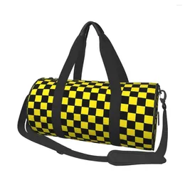 Outdoor Bags Black And Yellow Checkers Gym Bag Fashion Sports With Shoes Travel Training Pattern Handbag Fun Fitness For Men