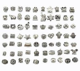 Bead Mix Style Antique Silver Plated Alloy Big Hole Charms Spacer Beads fit pretty DIY Jewellery Necklaces & Pendants charms Beads6850938