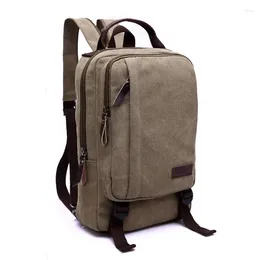 Backpack Men's Square Style Double Shoulder Bag Package Canvas High Quality Pack Practical Wear-Resistant Waterproof Small Size