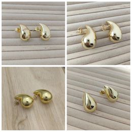 Stud Earrings 2024 S 18K Gold Plated Water Drop Earring For Women Vintage Glossy Thick Teardrop Hoops Party Jewellery Gifts