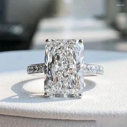 Cluster Rings Jewellery S925 Silver Product Instagram Style Daily Minimalist 9 13mm Rectangular White Diamond Ring For Women In Europe