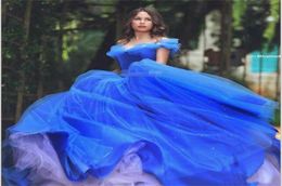 Sexy Blue Colour Quinceanera Dresses Off-the-Shoulder Beaded Ball Gown Corset Bodice Tulle Vestidos Prom Dresses Real Images1303727