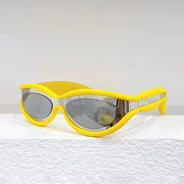 Sunglasses Classic INS Fashion Yellow For Male 2024 High Street Cat Eye Sun Glasses Female Thick Acetate Solar